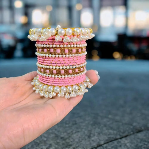 18 Pcs Metal Modern Design Gold Plated Crystal Kara Bangle Set