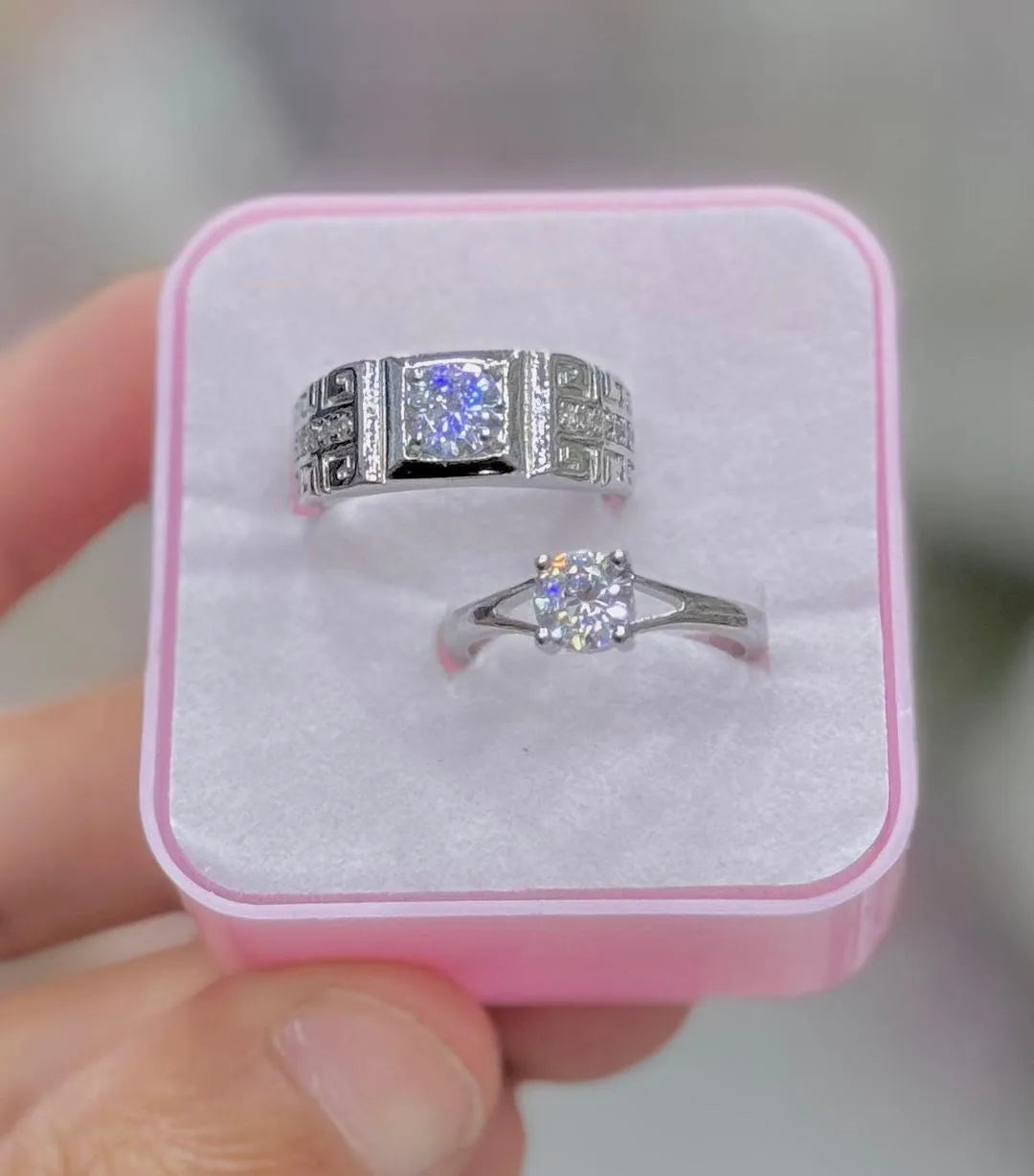 Friendship Silver Plated Crystal Couple's Ring